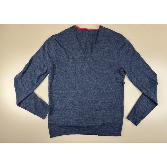 GAP Men’s Cotton Cardigan Sweater Size M Blue Red Trim Preppy Classic Academic - Picture 9 of 10